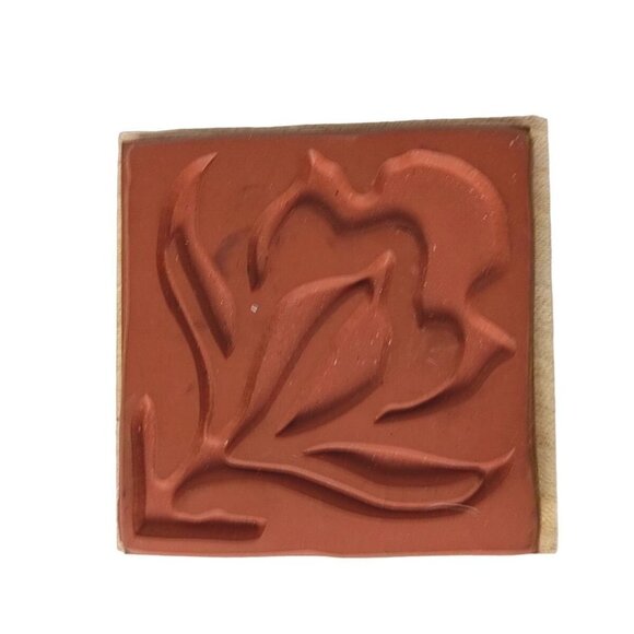 Hero Arts Rubber Stamp Art Nouveau Three Flower Mounted 2" X 2" - Picture 2 of 2